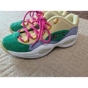 Reebok BBC Question Low Shoes Mens 9.5 Allen Iverson Ice Cream Yellow Green